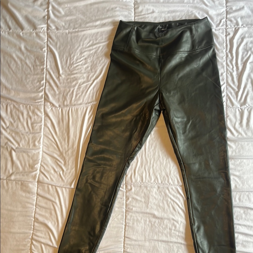 RW&CO. Olive Green Faux Leather Pants